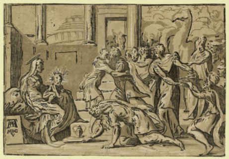 The adoration of the Magi / AA [monogram of Andrea Andreani] MDCV. Vicentino, Giuseppe Niccolo,