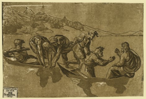 The miraculous draught of fishes, between 1500 and 1530, printed 1609, Carpi, Ugo da,