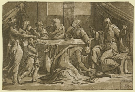 Christ at the table of Simon the Pharisee, Carpi, Ugo da, 1480-approximately 1532