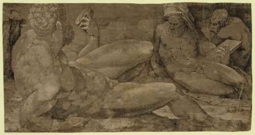 Three male figures, between 1500 and 1550, Beccafumi, Domenico, 1486-1551
