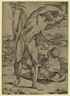 Two nude men: one standing, one reclining, between 1500 and 1551, Beccafumi, Domenico, 1486-1551