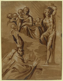 The Virgin, St. Sebastian and a holy bishop, Carpi, Ugo da, 1480 approximately 1532, Date Created