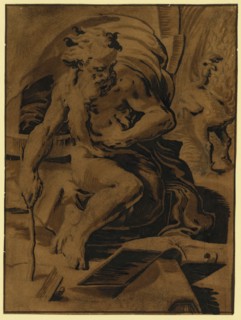 Diogenes with the featherless cock, between 1500 and 1530, Carpi, Ugo da, 1480-approximately 1532