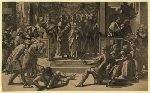 The death of Ananias, between 1515 and 1535, Carpi, Ugo da, 1480-approximately 1532