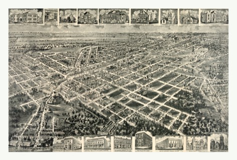 Birds eye view of Rocky Mount, North Carolina 1907, US, USA, America