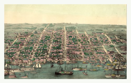 Birds eye view of Alexandria, Va., US, USA, America