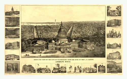 Birds eye view of the city of Washington from the dome of the U.S. Capitol Looking west, A. Sachse