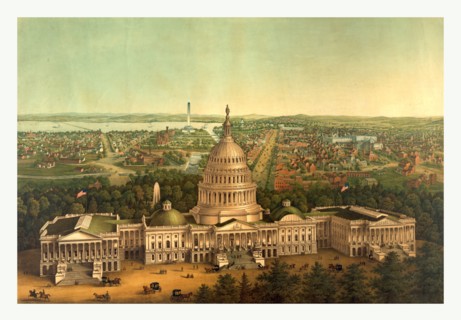 View of Washington City by E. Sachse & Co., circa 1869, US, USA, America