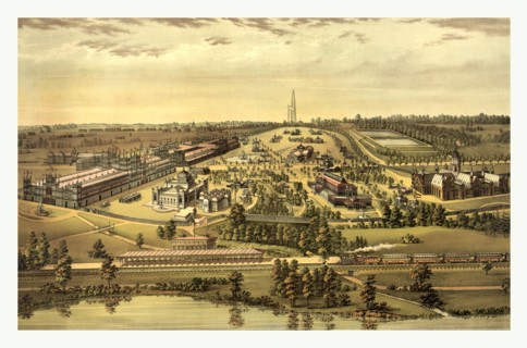 Bird's eye view, Centennial buildings, Fairmont Park, Philadelphia. 1876 by H.J. Toudy & Co., circa