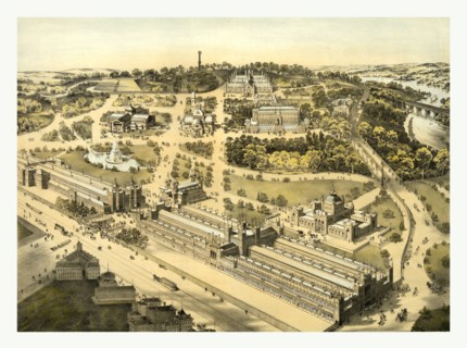 View of the ground and buildings, International Exhibition, 1876, Fairmount Park, Philadelphia by A