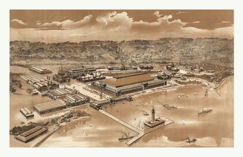 Bird's eye view of the World's Columbian Exposition, Chicago 1893, US, USA, America