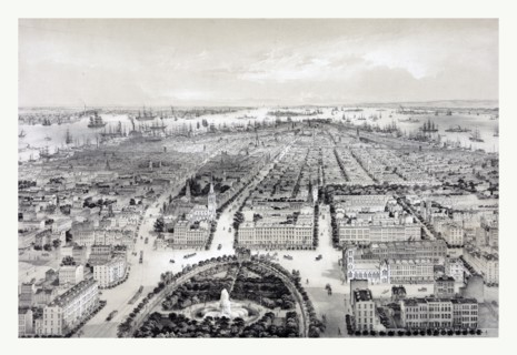 New York drawn from nature and on stone by C. Bachman, circa 1849, US, USA, America