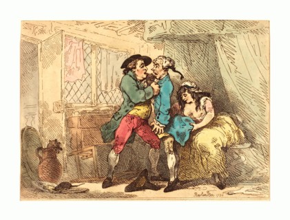 Thomas Rowlandson, British, 1756  1827, A Cully Pillaged, probably 1784 1785, hand-colored etching