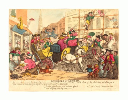 Thomas Rowlandson (British, 1756 - 1827 ), Miseries of London, published 1807, hand-colored