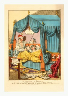 Tameing [i.e. taming] a shrew. Or Petruchio's patent family bedstead, gags & thumscrews, Tameing a