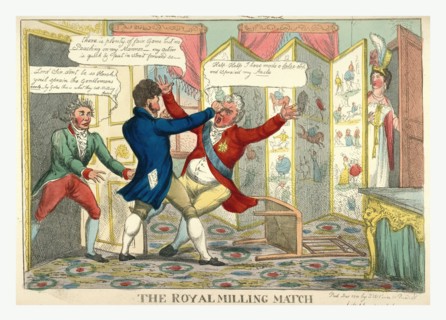 The royal milling match, Caricature showing Lord Yarmouth hitting the Prince Regent in the eye, as
