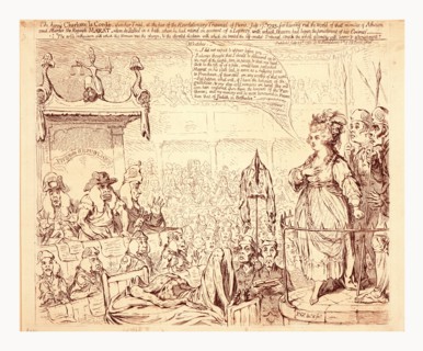 The heroic Charlotte la Corday, upon her trial, at the bar of the revolutionary tribunal of Paris,