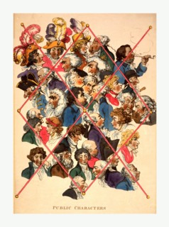 Public characters, Rowlandson, Thomas, 1756-1827, engraving 1801, Heads of well-known people,