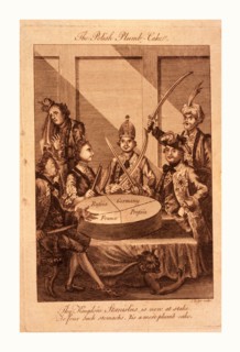 The Polish plumb-cake, Lodge, John, -1796, engraving 1774, Leopold II and Frederick William II with
