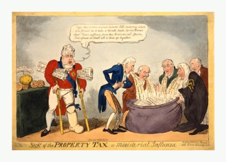Sick of the property tax or ministerial influnza, Cruikshank, George, 1792-1878, artist, engraving