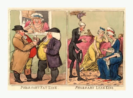 Pharoah's fat kine, pharoah's lean kine, Cruikshank, Isaac, 1756-1811, artist, engraving 1803, on