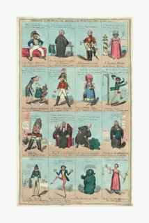 Characters in the new piece now poforming at the Theatre Royal Cotten Garden 1820, 16 vignettes