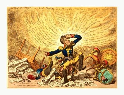 Maniac-raving's or Little Boney in a strong fit, Gillray, James, 1756-1815, engraver, London, 1803,