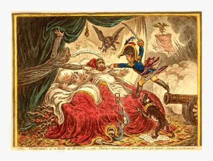 Comfort of a Bed of Roses, Gillray, James, 1756-1815, engraver, [London] : H. Humphrey, 1806,