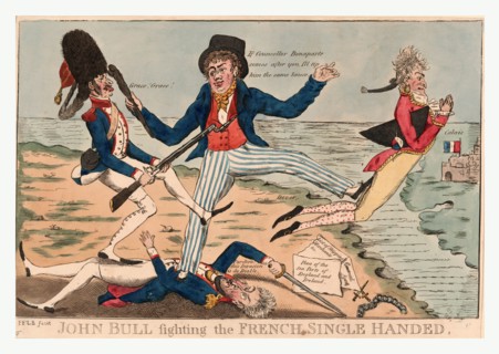 John Bull fighting the French single handed, P.F.L.B. fecit., [England : Publisher not named,