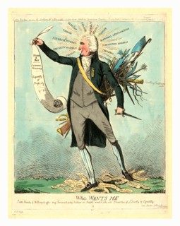 Wha wants me, London : 1792, engraving, Thomas Paine, full-length, standing, facing left, holding