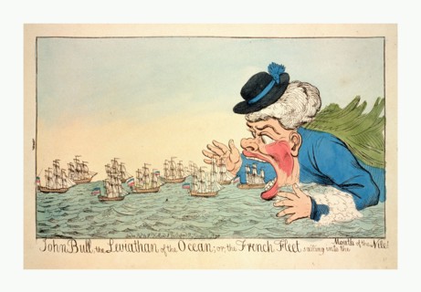 John Bull, the leviathan of the ocean or the French fleet sailing into the mouth of the Nile!,