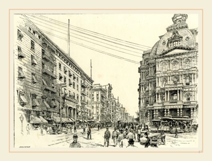 Broadway, showing Astor house and the post office, US, USA, 19th century