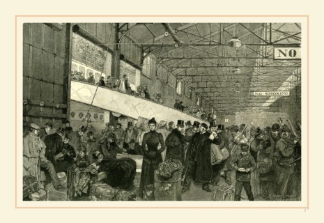 New York, 1891, Custom's officers examining baggage on a Steamer