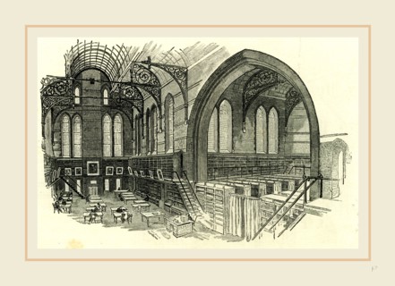 New York, Columbia College, Interior of the Library, 1891, USA
