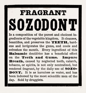 Fragrant Sozodont, 19th century engraving