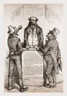WADE HAMPTON'S DILEMMA, 1880, 19th century engraving, USA, America