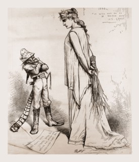 AS SOLID AND DEFIANT AS EVER., 1880, 19th century engraving, USA, America