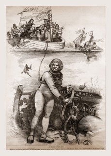 Democracy sunk 1860, 19th century engraving, USA, America