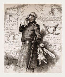 A FINANCIAL MISTAKE., 1880, 19th century engraving, USA, America