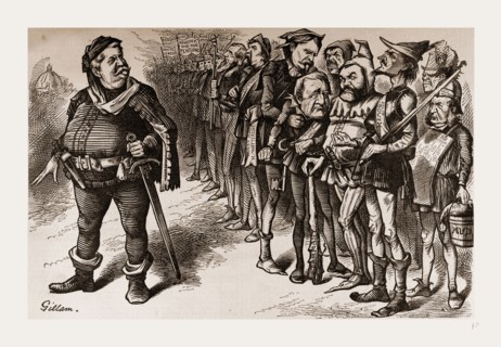 FALSTAFF HANCOCK AND HIS RAGGED REGIMENT., 1880, 19th century engraving, USA, America