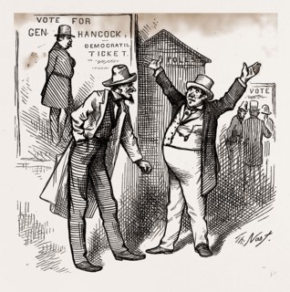 Robbing him of his good name, USA, America, 19th century engraving