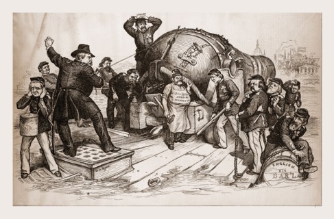 NOW OR NEVER-THE WHITE HOUSE OR "BUST"., 1880, 19th century engraving, USA, America