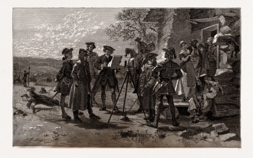 LAYING OUT BALTIMORE. TOWN, JANUARY 12, 1730.â€îDRAWN' BY F. B. MAYER, 1880, 19th century