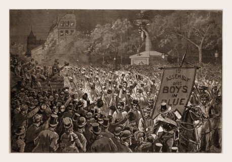 REPUBLICAN ENTHUSIASM IN NEW YORK-THE GRAND PROCESSION OF OCTOBER 11 PASSING THE REVIEW STAND.,