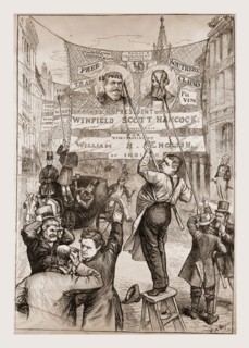 A CAMPAIGN OF " CHANGES."., 1880, 19th century engraving, USA, America