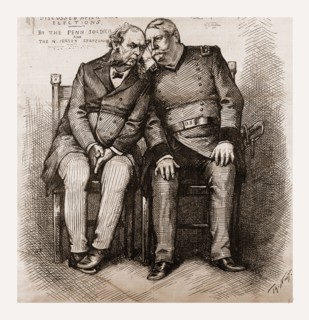 "A LOCAL QUESTION." " WHO IS TARIFF, AND WHY IS HE FOR REVENUE ONLY?" 1880, 19th century engraving,