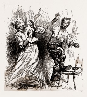 GEORGIA, A DOMESTIC QUARREL, 1880, 19th century engraving, USA, America