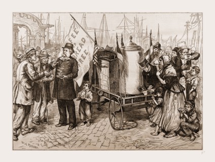 DR. KENNION'S STREET COFFEE-URN CART-A GOOD TEMPERANCE MOVEMENT.-DRAWN BY W. A. ROGERS., 1880, 19th