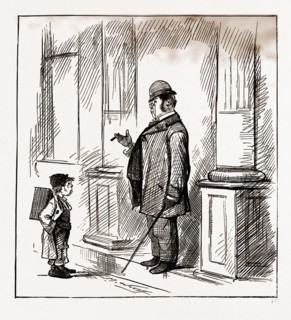 MAN (with severity). " Go away, go away ; do I look as if I wanted a shine ?" Boy, " Well, I don't