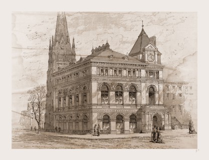 BUILDING OF THE LONG ISLAND HISTORICAL SOCIETY, 1880, USA, America, 19th century engraving